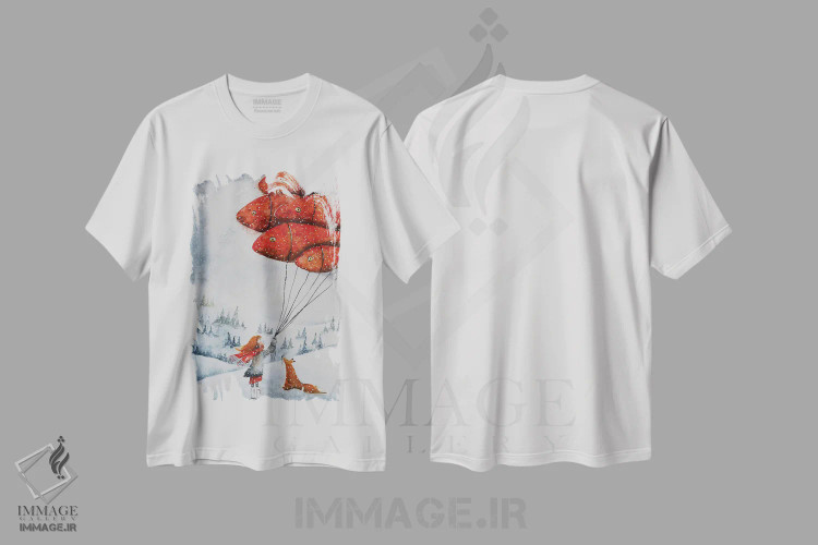تیشرت سفید طرح دار بگذار برف ببارد، دکور تعطیلات اثر اوگنیا اسمیرنوا | immage.ir