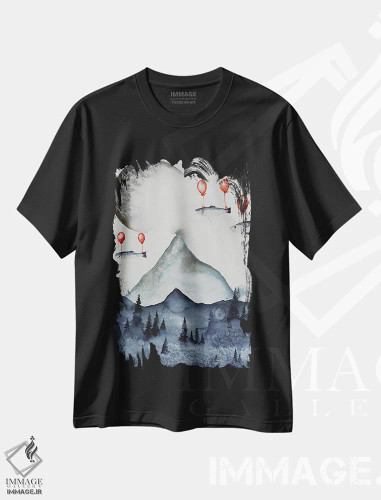 تیشرت مشکی طرح دار کوه، مدیوم اثر اوگنیا اسمیرنوا | فروشگاه ایماژ