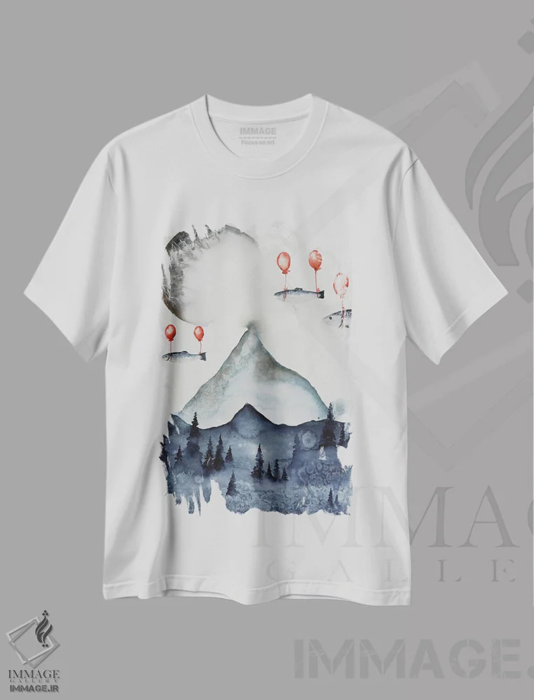 تیشرت سفید طرح دار کوه، مدیوم اثر اوگنیا اسمیرنوا | immage.ir