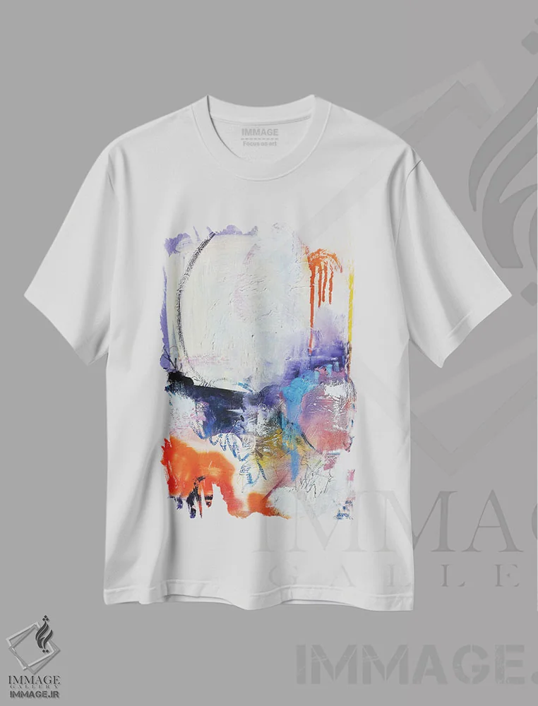 تیشرت سفید طرح دار رنگ های خوشبختی اثر اوگنیا اسمیرنوا | فروشگاه ایماژ