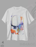 تیشرت سفید طرح دار رنگ های خوشبختی اثر اوگنیا اسمیرنوا | فروشگاه ایماژ