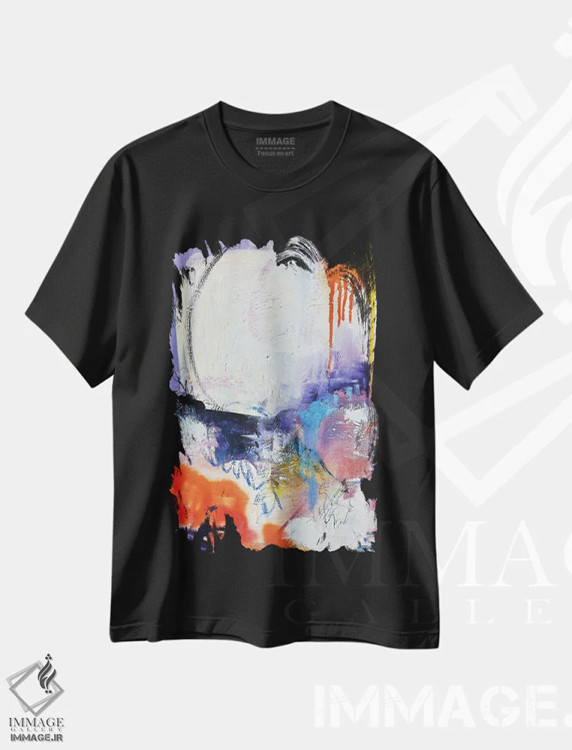 تیشرت مشکی طرح دار رنگ های خوشبختی اثر اوگنیا اسمیرنوا | immage.ir