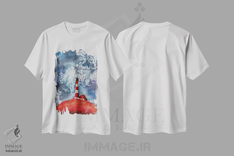 تیشرت سفید طرح دار شب، تزئینی اثر اوگنیا اسمیرنوا | فروشگاه ایماژ