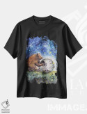تیشرت مشکی طرح دار خرس با ماه، تزئینی اثر اوگنیا اسمیرنوا | immage.ir