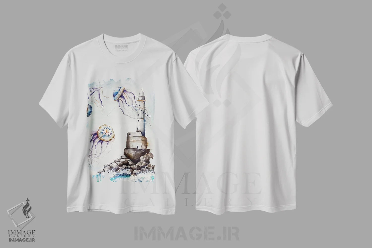 تیشرت سفید طرح دار در میان عروس های دریایی، تزئینی اثر اوگنیا اسمیرنوا | immage.ir