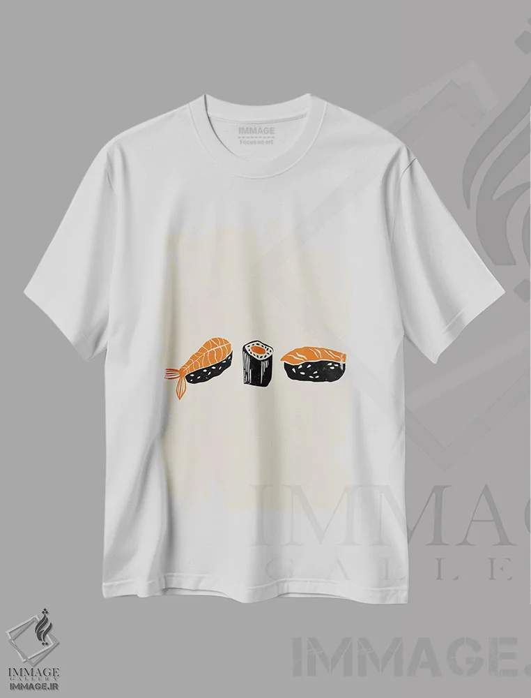 تیشرت سفید طرح دار هنر سوشی، دکور آسیایی اثر اوگنیا اسمیرنوا | immage.ir