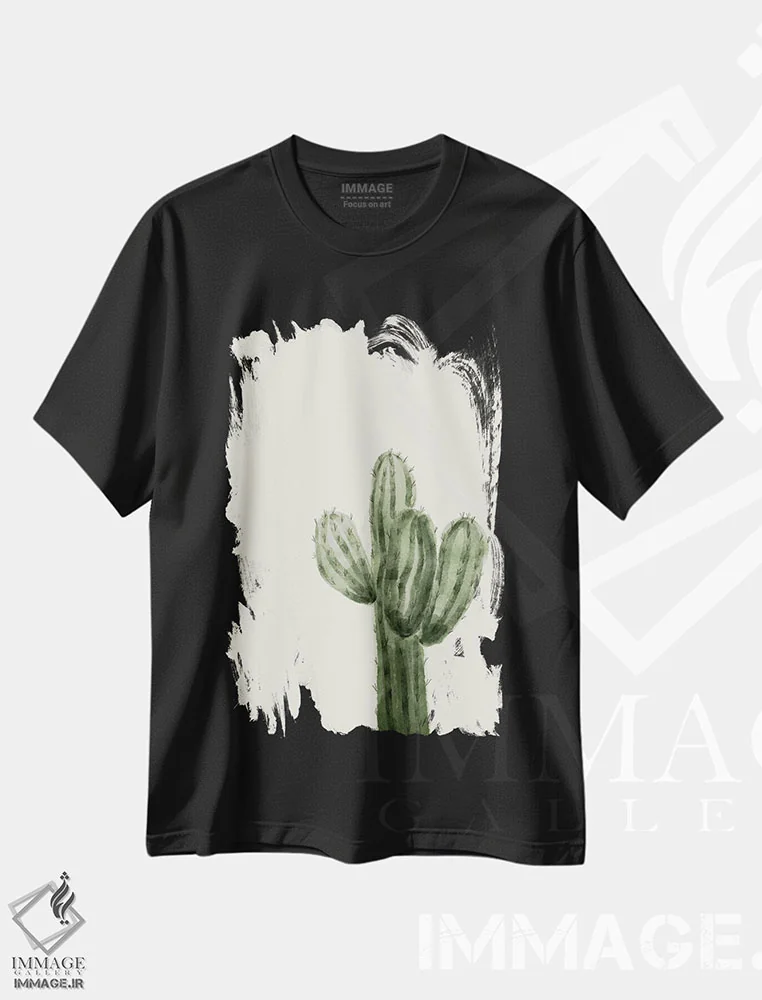 تیشرت مشکی طرح دار هنر کاکتوس، تزئینی اثر اوگنیا اسمیرنوا | immage.ir