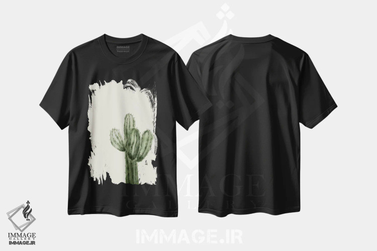 تیشرت مشکی طرح دار هنر کاکتوس، تزئینی اثر اوگنیا اسمیرنوا | immage.ir