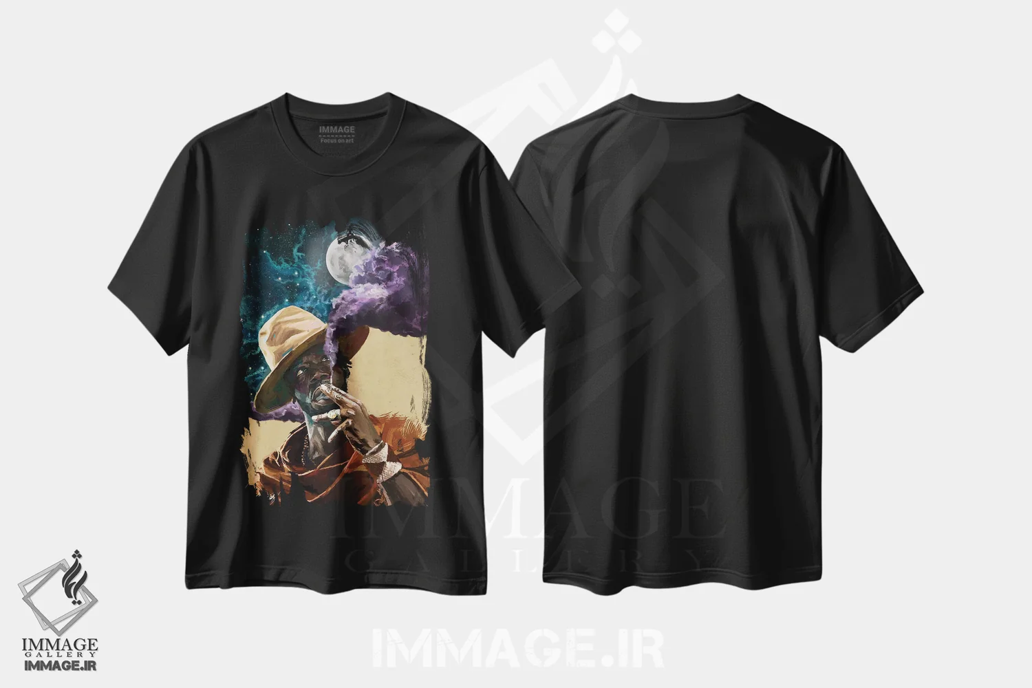 تیشرت مشکی طرح دار تماشای ستارگان، هنر آمریکایی آفریقایی تبار اثر ابن نواکپانی | immage.ir