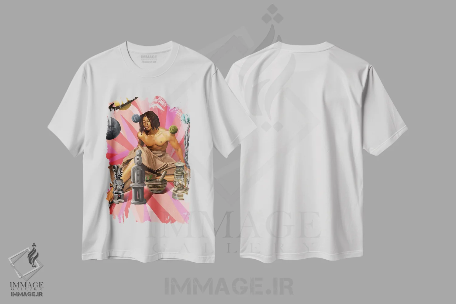 تیشرت سفید طرح دار پرستش صبحگاهی، هنر آمریکایی آفریقایی تبار اثر ابن نواکپانی | immage.ir