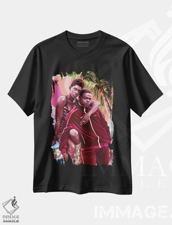 تیشرت مشکی طرح دار ملکه و اسلیم، هنر آمریکایی آفریقایی تبار اثر ابن نواکپانی | immage.ir