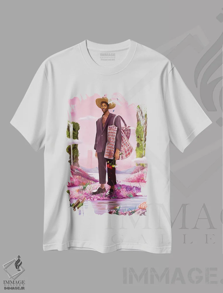 تیشرت سفید طرح دار کوچ نشین، هنر آمریکایی آفریقایی تبار اثر ابن نواکپانی | immage.ir