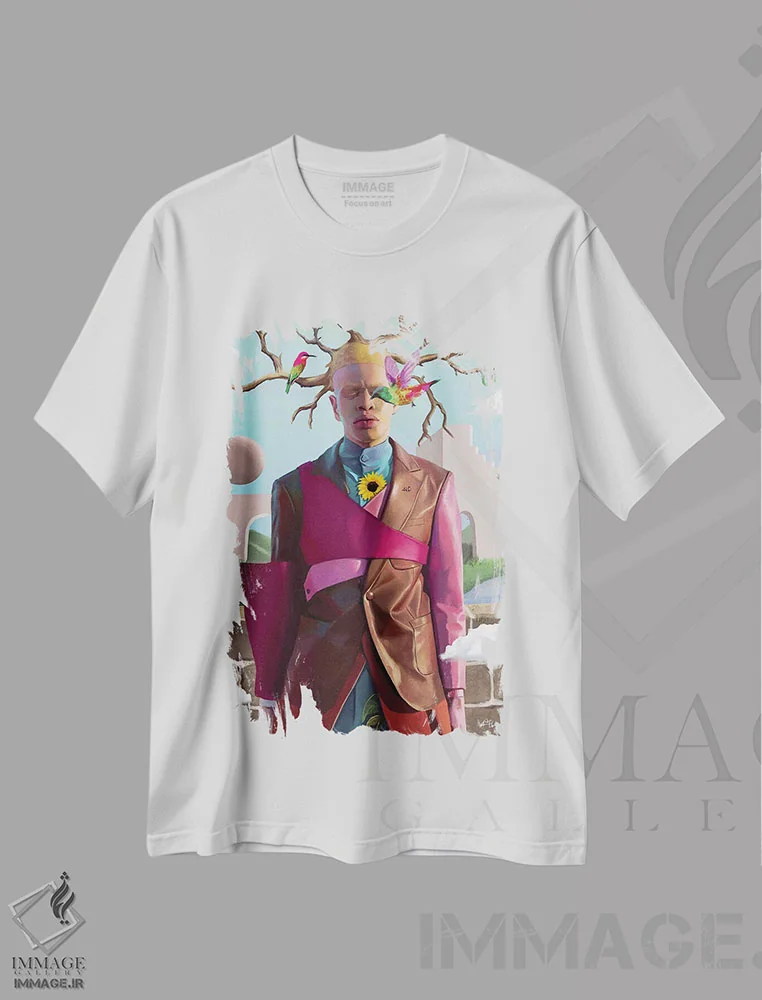 تیشرت سفید طرح دار شور و سرخوشی، هنر آمریکایی آفریقایی تبار اثر ابن نواکپانی | فروشگاه ایماژ