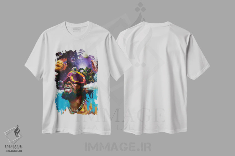 تیشرت سفید طرح دار آینده نگر، هنر آمریکایی آفریقایی تبار اثر ابن نواکپانی | immage.ir