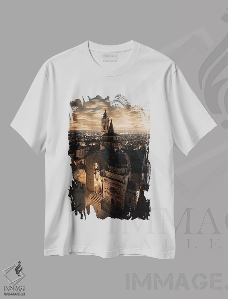 تیشرت سفید طرح دار برگامو آلتای ششم، مدیوم اثر انزو رومانو | immage.ir