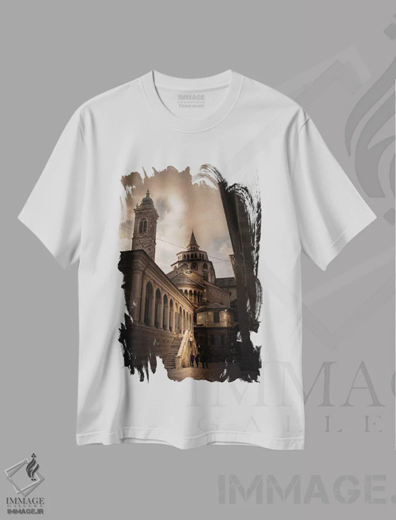 تیشرت سفید طرح دار برگامو آلتای هفتم، مدیوم اثر انزو رومانو | فروشگاه ایماژ