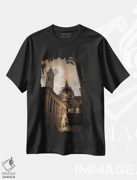 تیشرت مشکی طرح دار برگامو آلتای هفتم، مدیوم اثر انزو رومانو | immage.ir