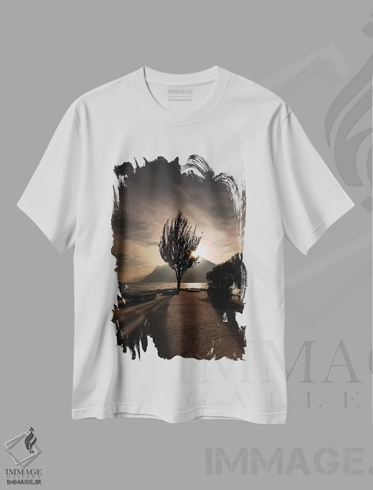 تیشرت سفید طرح دار دریاچه گاردا ۳، مدیوم اثر انزو رومانو | immage.ir