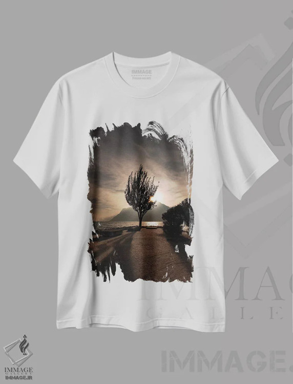تیشرت سفید طرح دار دریاچه گاردا ۳، مدیوم اثر انزو رومانو | immage.ir