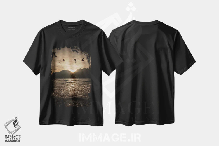 تیشرت مشکی طرح دار دریاچه گاردا ۱، مدیوم اثر انزو رومانو | immage.ir