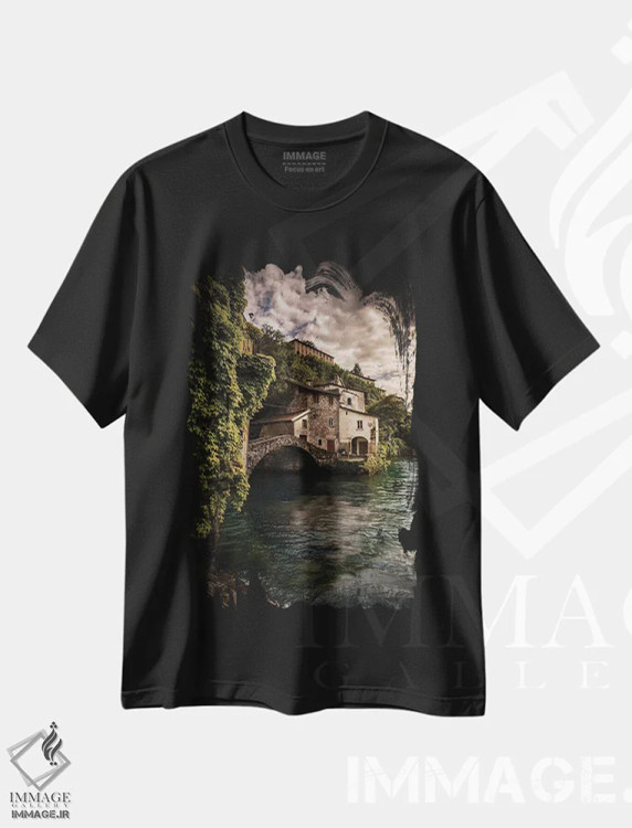 تیشرت مشکی طرح دار نسو، مدیوم اثر انزو رومانو | فروشگاه ایماژ