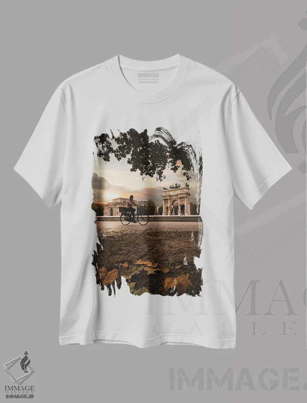 تیشرت سفید طرح دار طاق صلح میلان، مدیوم اثر انزو رومانو | فروشگاه ایماژ