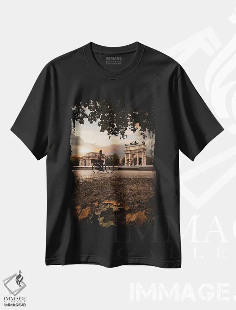 تیشرت مشکی طرح دار طاق صلح میلان، مدیوم اثر انزو رومانو | immage.ir