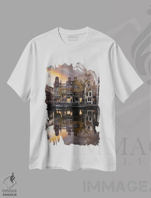 تیشرت سفید طرح دار بازتاب های آمستردام، مدیوم اثر انزو رومانو | immage.ir