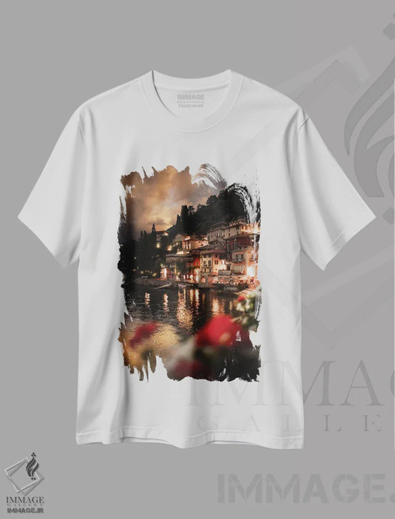 تیشرت سفید طرح دار چراغ های وارنا، مدیوم اثر انزو رومانو | فروشگاه ایماژ