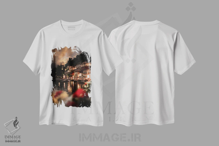 تیشرت سفید طرح دار چراغ های وارنا، مدیوم اثر انزو رومانو | فروشگاه ایماژ