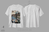 تیشرت سفید طرح دار نمای پانورامای پورتو وِنِره، مدیوم اثر انزو رومانو | immage.ir