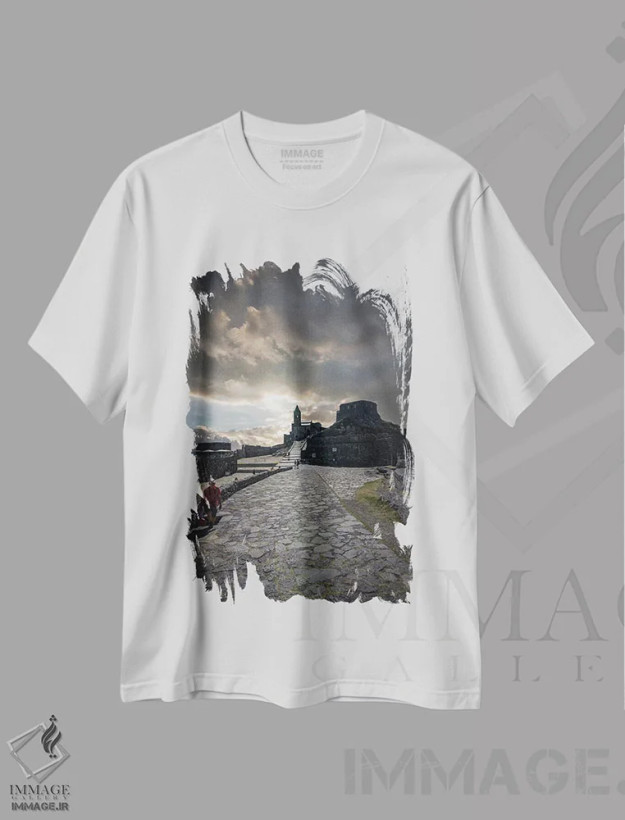 تیشرت سفید طرح دار کلیسای سن پیتر، پورتو وِنِره ۱، مدیوم اثر انزو رومانو | فروشگاه ایماژ