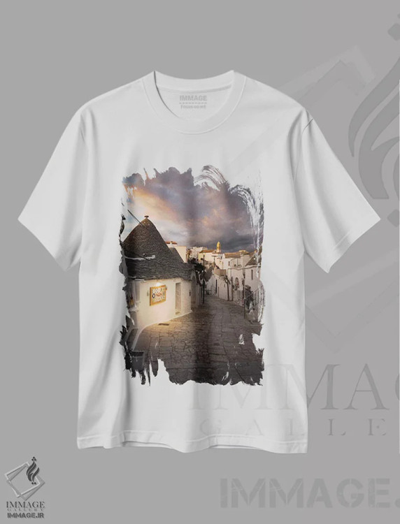 تیشرت سفید طرح دار آلبروبلو، آپولیا ۱، مدیوم اثر انزو رومانو | immage.ir