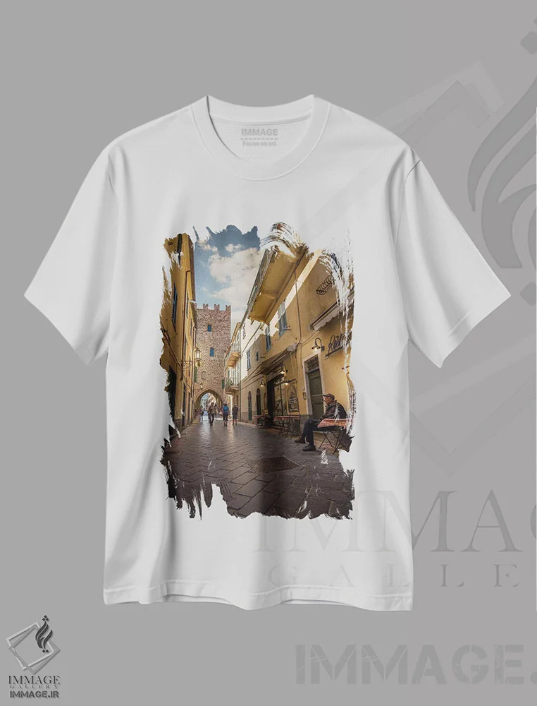 تیشرت سفید طرح دار نولی، لیگوریا، ایتالیا، مدیوم اثر انزو رومانو | فروشگاه ایماژ