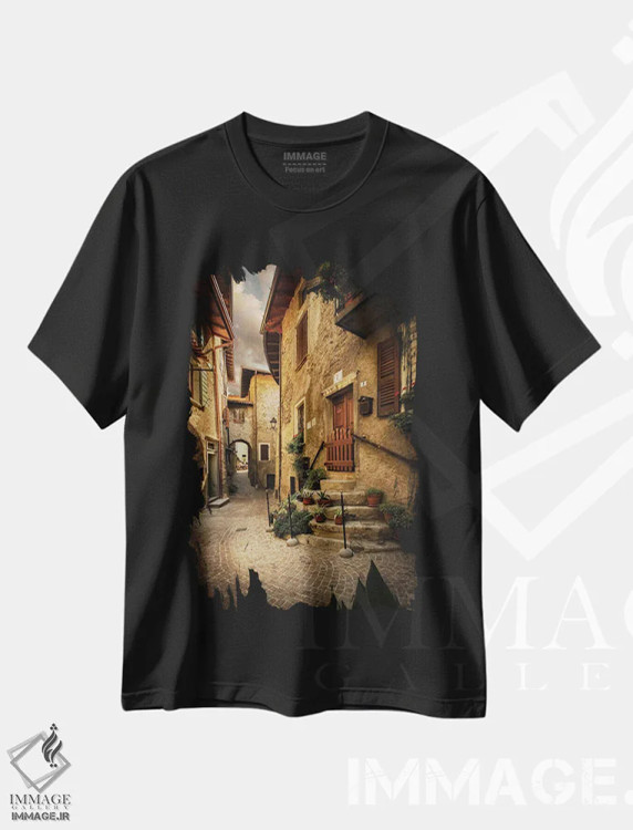 تیشرت مشکی طرح دار ترموزینه ۲، لمباردی، ایتالیا، مدیوم اثر انزو رومانو | فروشگاه ایماژ