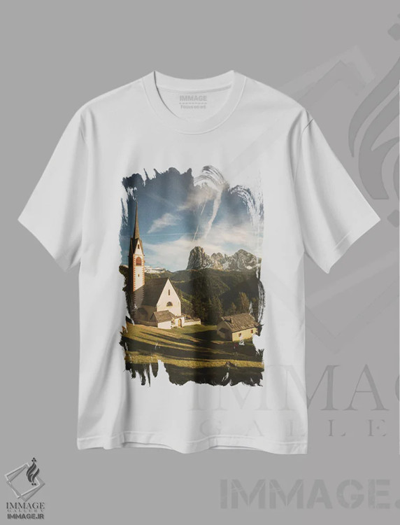 تیشرت سفید طرح دار کلیسای سن جیاکومو، مدیوم اثر انزو رومانو | فروشگاه ایماژ