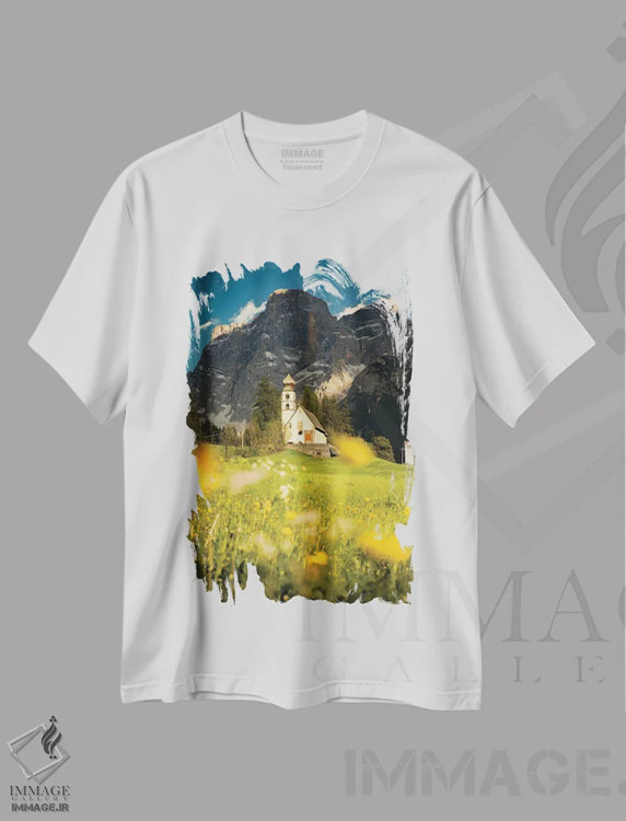 تیشرت سفید طرح دار کلیسای سانتا فوسکا ۲، مدیوم اثر انزو رومانو | فروشگاه ایماژ