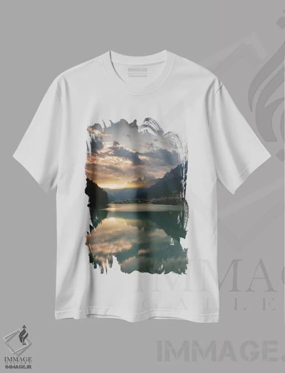 تیشرت سفید طرح دار دریاچه آرونزو، مدیوم اثر انزو رومانو | immage.ir
