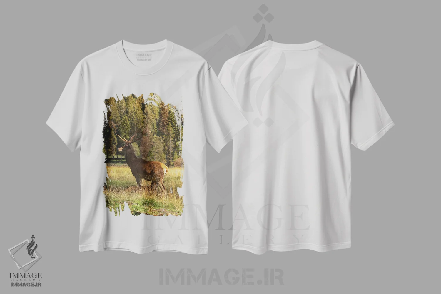 تیشرت سفید طرح دار گوزن، مدیوم اثر انزو رومانو | immage.ir