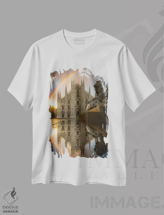 تیشرت سفید طرح دار رنگین کمان در میلان، مدیوم اثر انزو رومانو | immage.ir