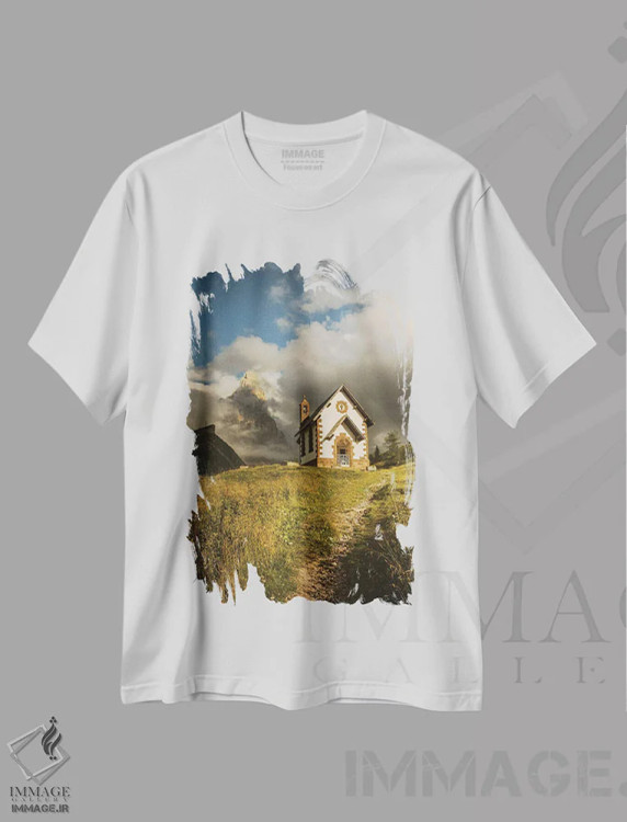 تیشرت سفید طرح دار گردنه رولله، مدیوم اثر انزو رومانو | immage.ir