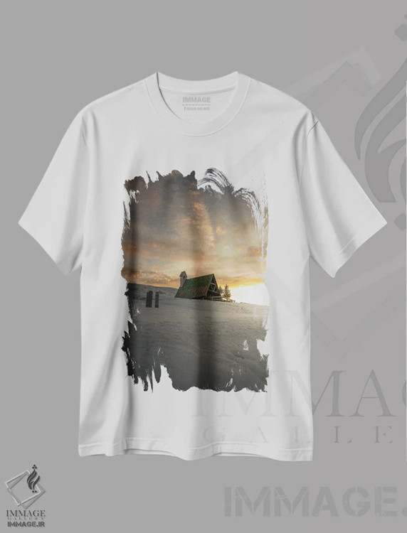 تیشرت سفید طرح دار گردنه جیاو، مدیوم اثر انزو رومانو | immage.ir