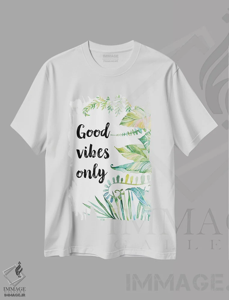 تیشرت سفید طرح دار فقط انرژی مثبت، تزئینی اثر ادن پرینتیبلز | immage.ir