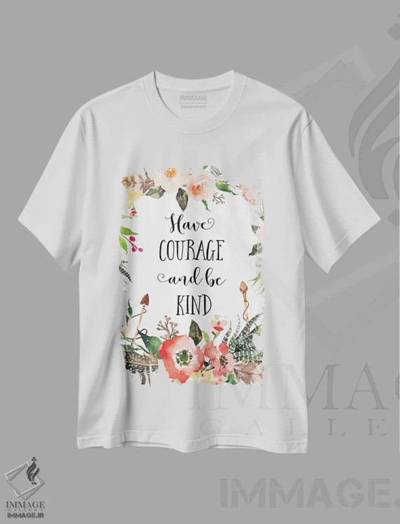 تیشرت سفید طرح دار شجاع باش و مهربان، تزئینی اثر ادن پرینتیبلز | فروشگاه ایماژ