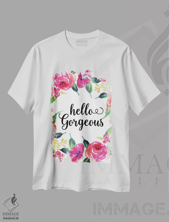 تیشرت سفید طرح دار سلام زیبارو، تزئینی اثر ادن پرینتیبلز | فروشگاه ایماژ