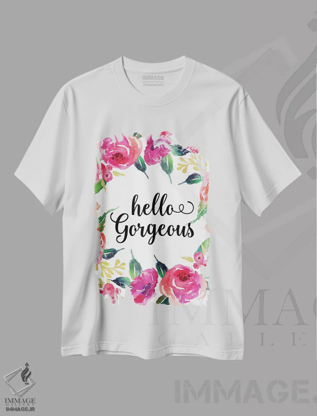 تیشرت سفید طرح دار سلام زیبارو، تزئینی اثر ادن پرینتیبلز | فروشگاه ایماژ