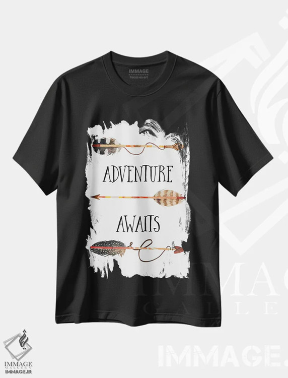 تیشرت مشکی طرح دار ماجراجویی در انتظارت است II، تزئینی اثر ادن پرینتیبلز | فروشگاه ایماژ