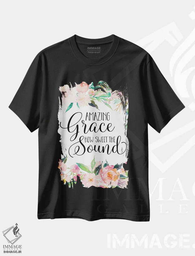 تیشرت مشکی طرح دار فضل شگفت انگیز، چه صدای شیرینی، تزئینی اثر ادن پرینتیبلز | فروشگاه ایماژ