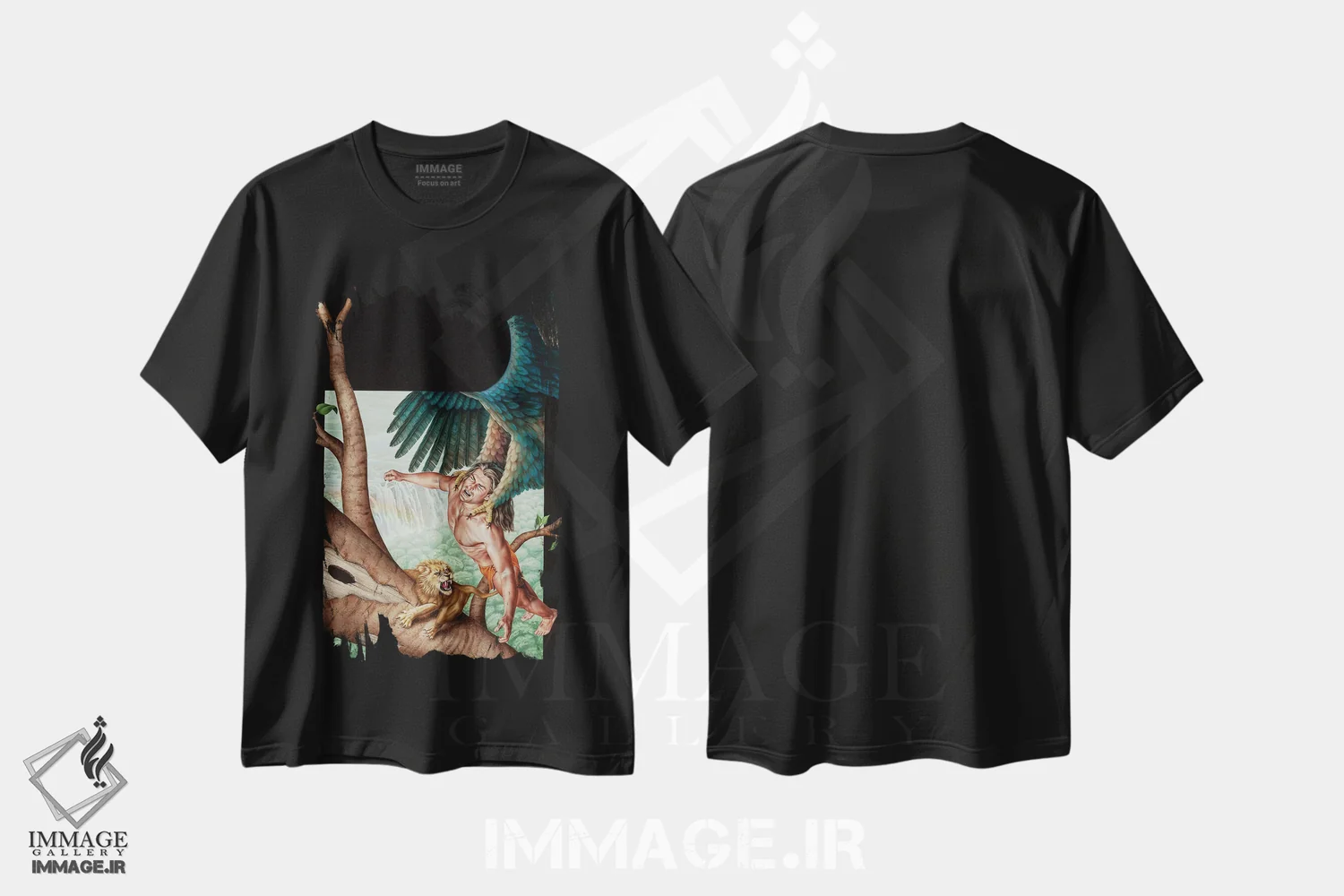تیشرت مشکی طرح دار داستان های جنگلی تارزان، هنر دیجیتال اثر بارکلی شاو | immage.ir