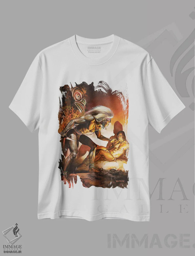 تیشرت سفید طرح دار سفر تارزان، هنر دیجیتال اثر بوریس والِخو | فروشگاه ایماژ
